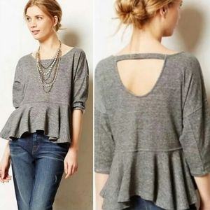 SATURDAY SUNDAY | gray peplum crop sweatshirt | S
